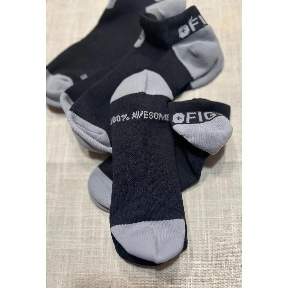 FIGS Ankle Socks Lot of 3 Black/Gray Size Large NWOT